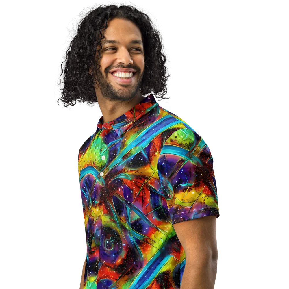Electric Chromatica on Men's Slim Fit Polo Shirt — Left Front