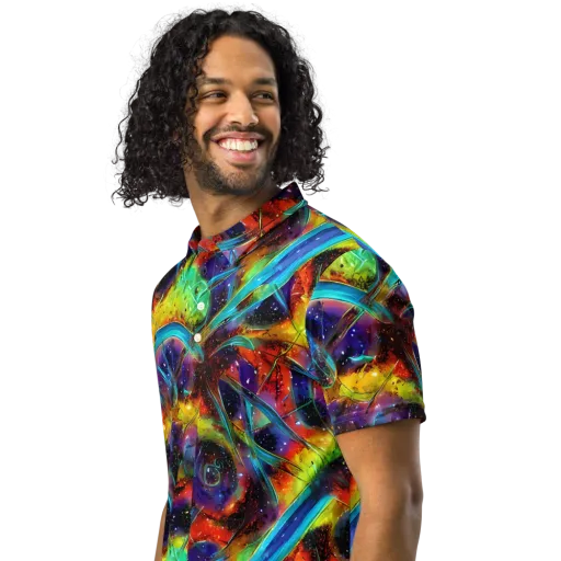 Electric Chromatica on a Men's Slim Fit Polo Shirt