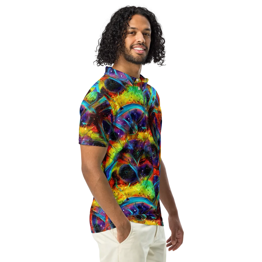 Electric Chromatica on Men's Slim Fit Polo Shirt — Right Front