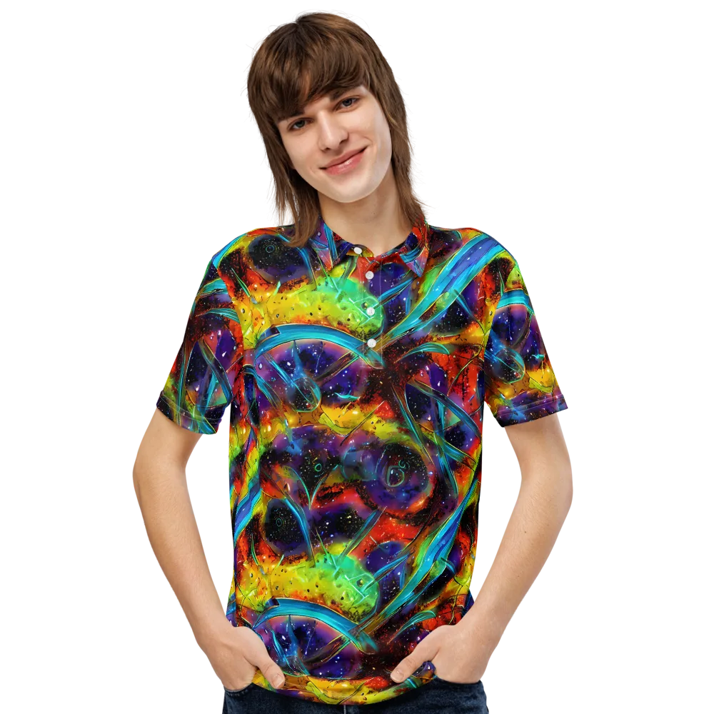 Electric Chromatica on Men's Slim Fit Polo Shirt — Front