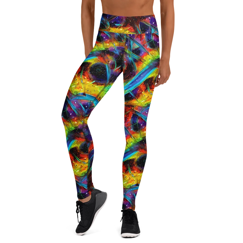 Electric Chromatica on Yoga Leggings — Front