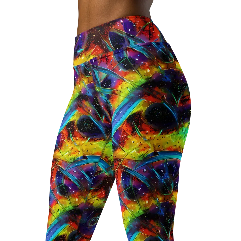 Electric Chromatica on Yoga Leggings — Left Front