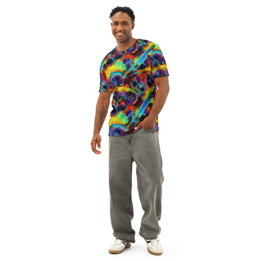 Electric Chromatica on Men's Cotton Crew Neck T-Shirt — Front