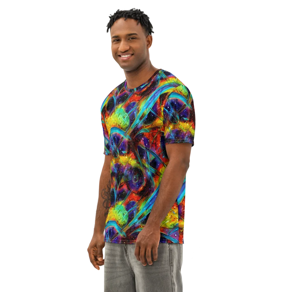 Electric Chromatica on Men's Cotton Crew Neck T-Shirt — Left Front