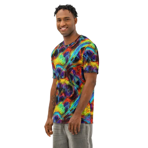 Electric Chromatica on a Men's Cotton Crew Neck T-Shirt