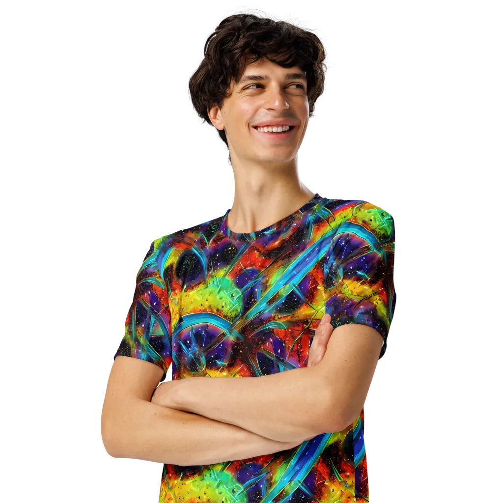 Electric Chromatica on Men's Crew Neck T-Shirt — Left Front