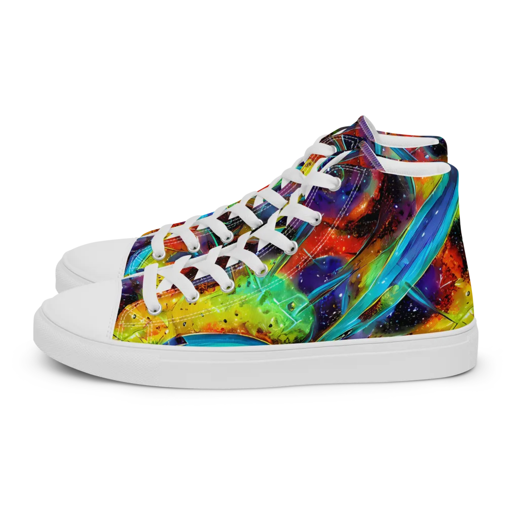 Electric Chromatica on Men's High Top Canvas Shoes — Left