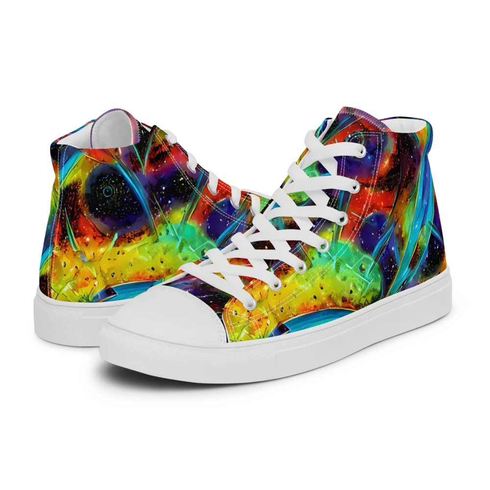 Electric Chromatica on Men's High Top Canvas Shoes — Left