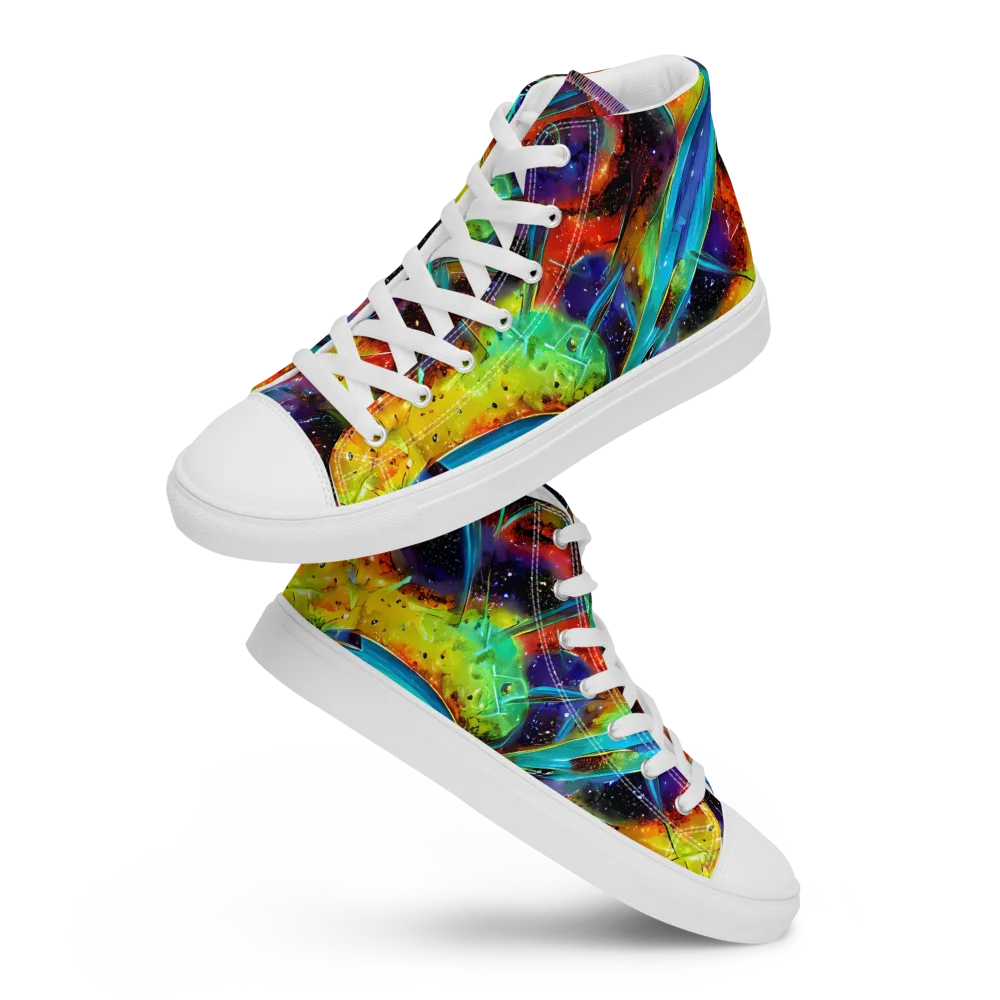 Electric Chromatica on Men's High Top Canvas Shoes — Front