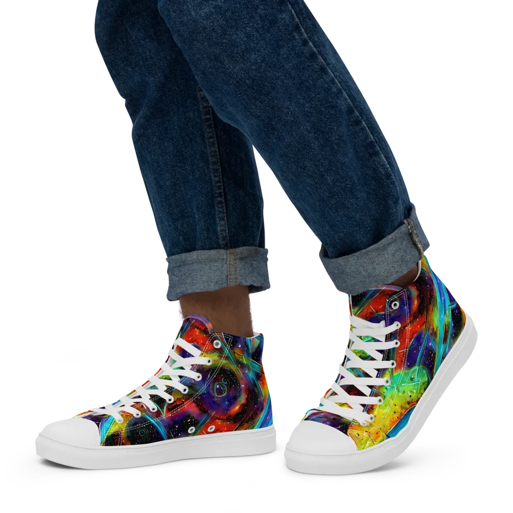 Electric Chromatica on Men's High Top Canvas Shoes — Left
