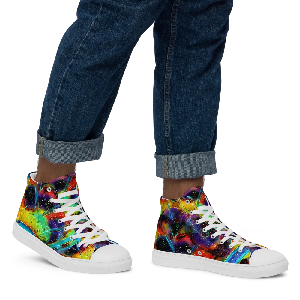 Electric Chromatica on Men's High Top Canvas Shoes — Right