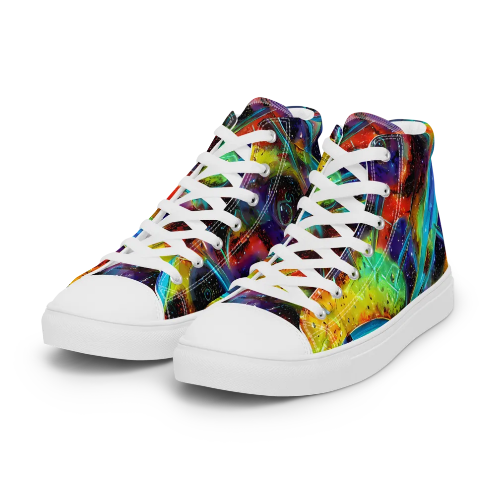 Electric Chromatica on Women's High Top Canvas Shoes — Left Front