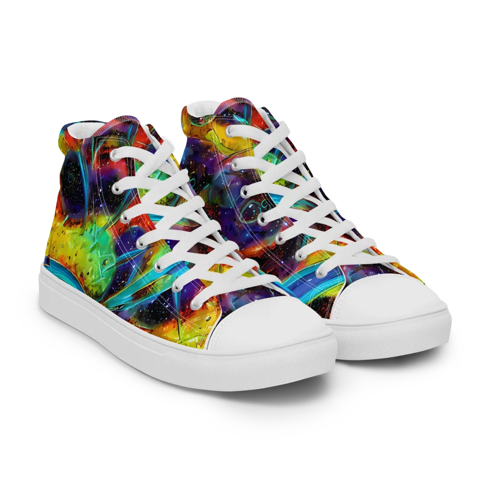 Electric Chromatica on Women's High Top Canvas Shoes — Right Front