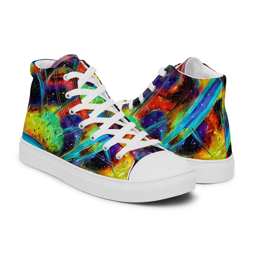 Electric Chromatica on Women's High Top Canvas Shoes — Right