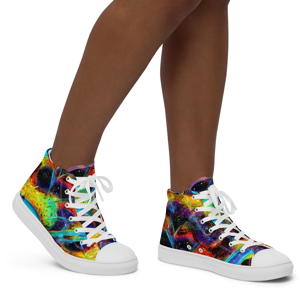 Electric Chromatica on Women's High Top Canvas Shoes — Right
