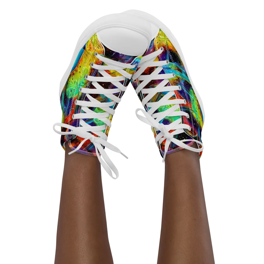 Electric Chromatica on Women's High Top Canvas Shoes — Front