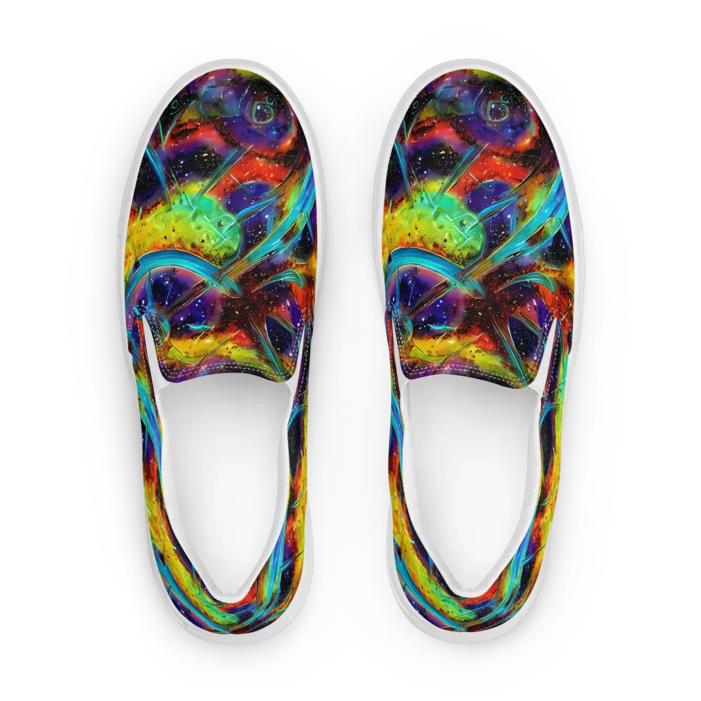 Electric Chromatica on Men's Slip-On Canvas Shoes — Front