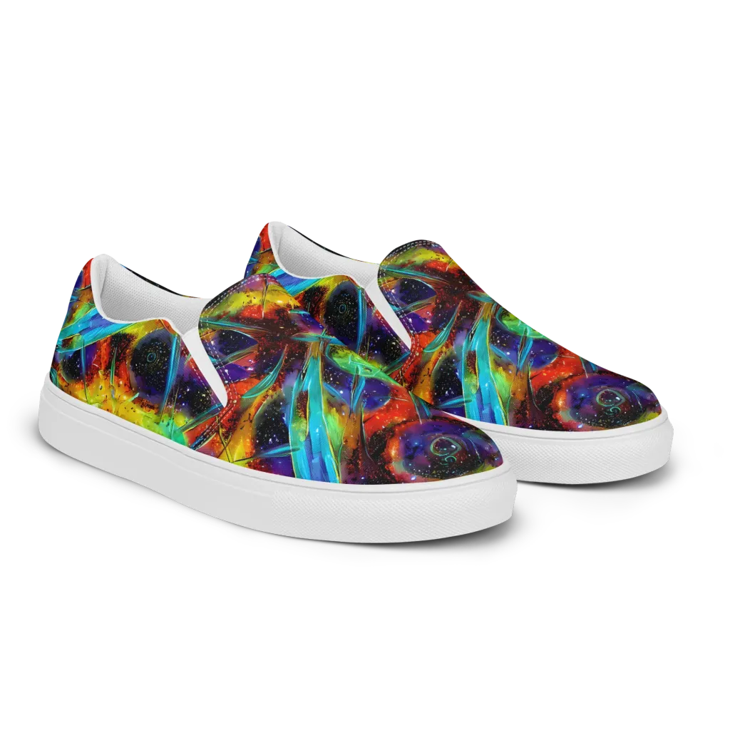 Electric Chromatica on Men's Slip-On Canvas Shoes — Right Front
