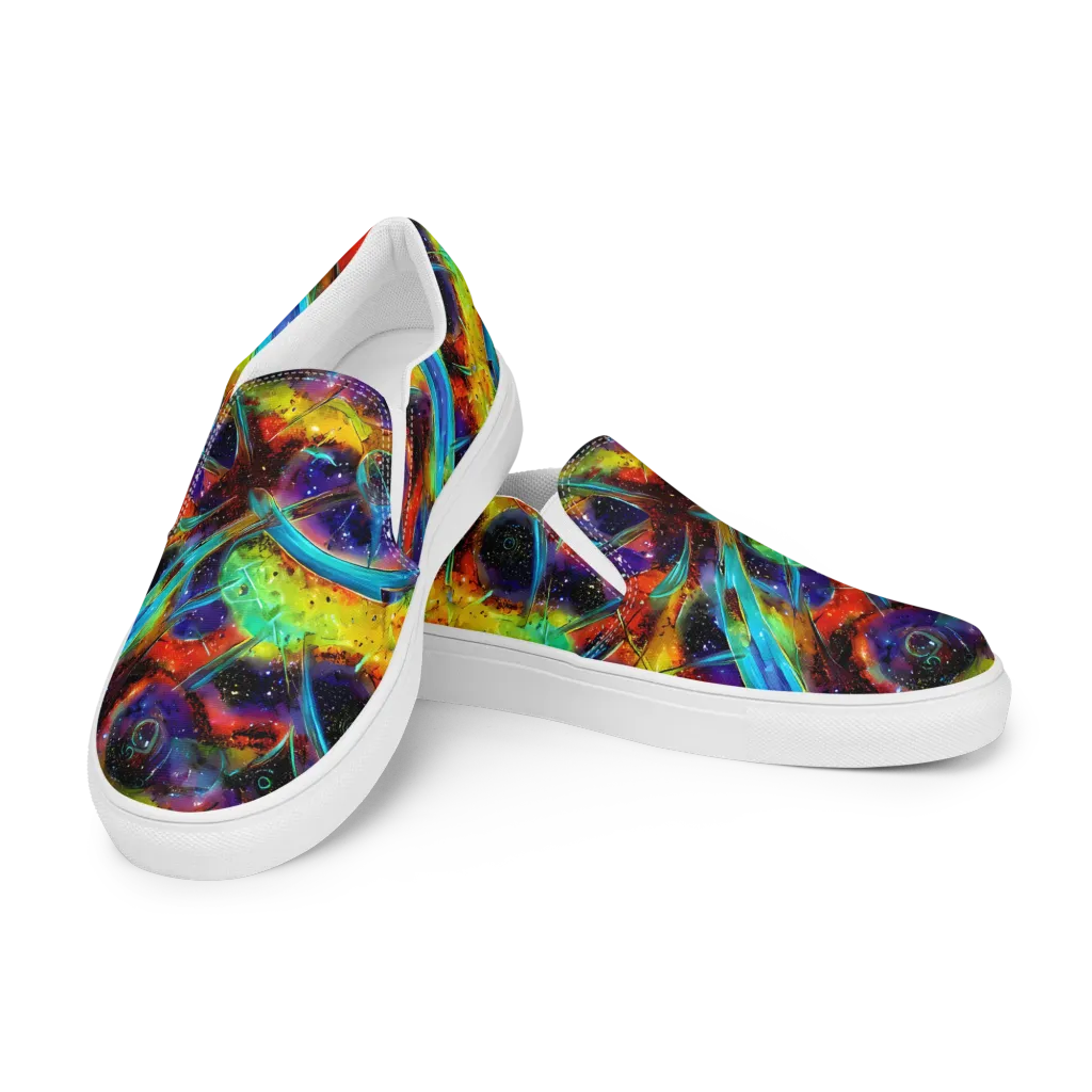 Electric Chromatica on Men's Slip-On Canvas Shoes — Left Front