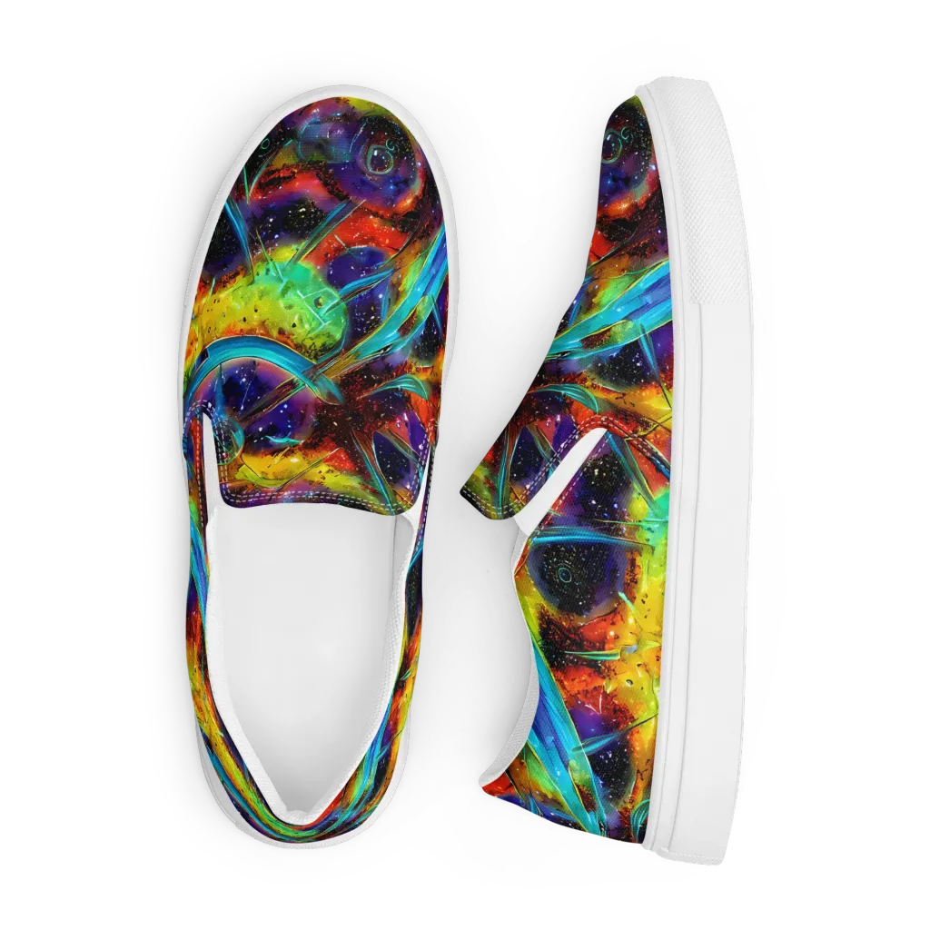 Electric Chromatica on Men's Slip-On Canvas Shoes — Front