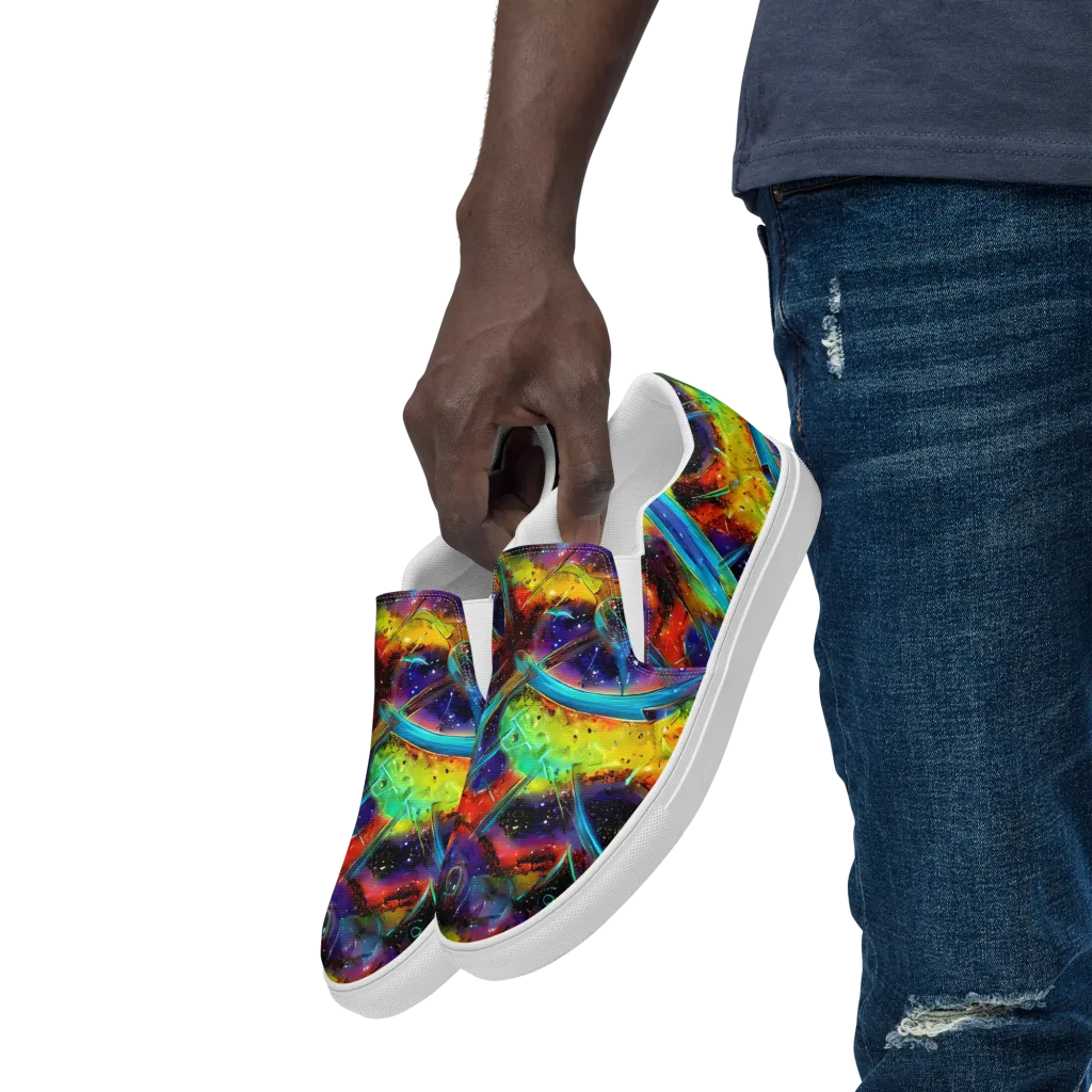 Electric Chromatica on Men's Slip-On Canvas Shoes — Left Front