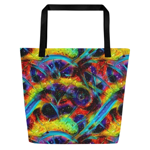 Electric Chromatica on a Large Tote Bag W/ Pocket