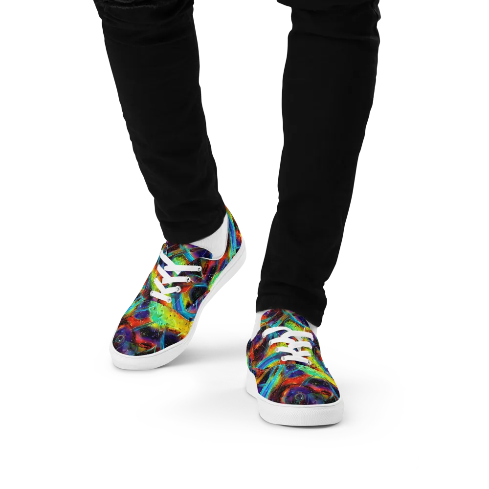Electric Chromatica on Men's Lace-Up Canvas Shoes — Front