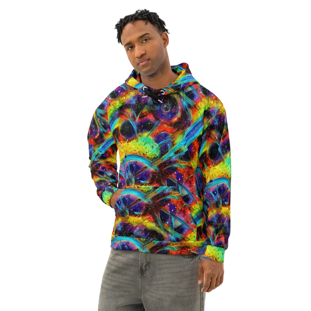Electric Chromatica on Cotton Hoodie — Left Front