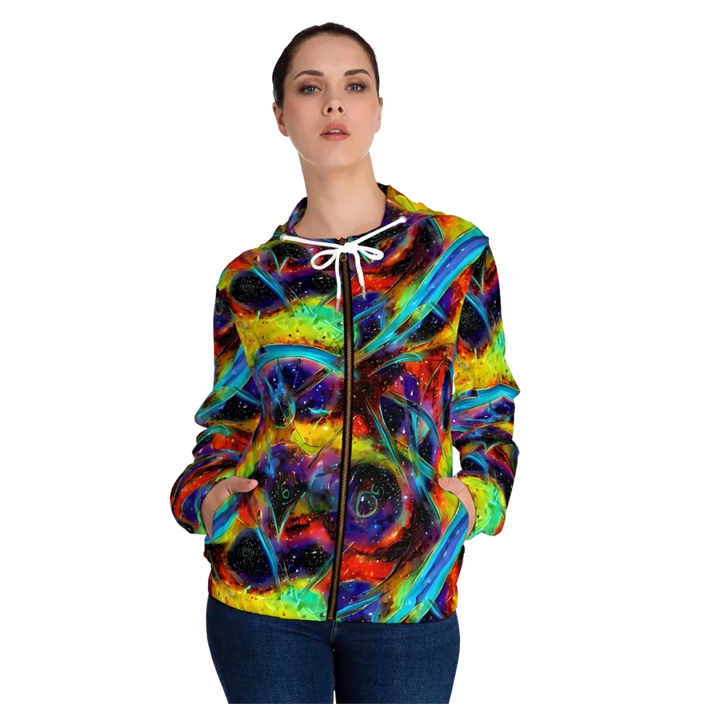 Electric Chromatica on Women's Full-Zip Hoodie — Front On Person