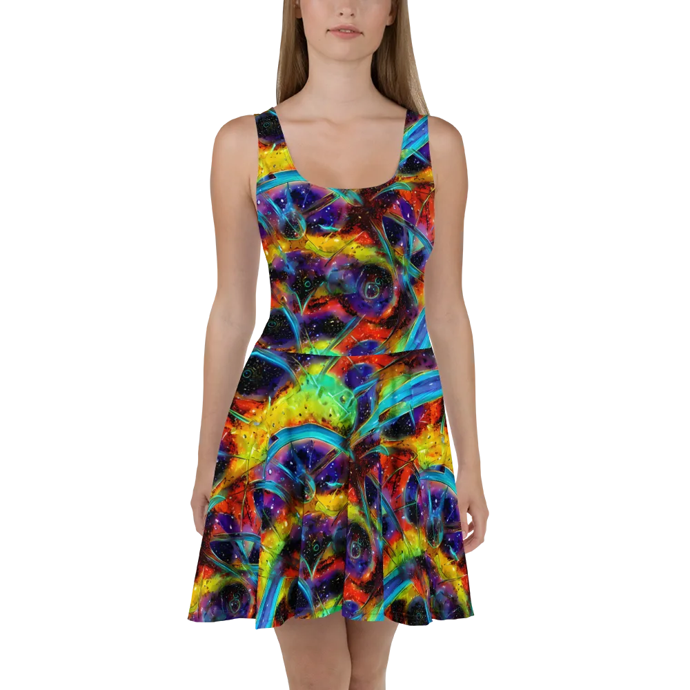 Electric Chromatica on Skater Dress — Front