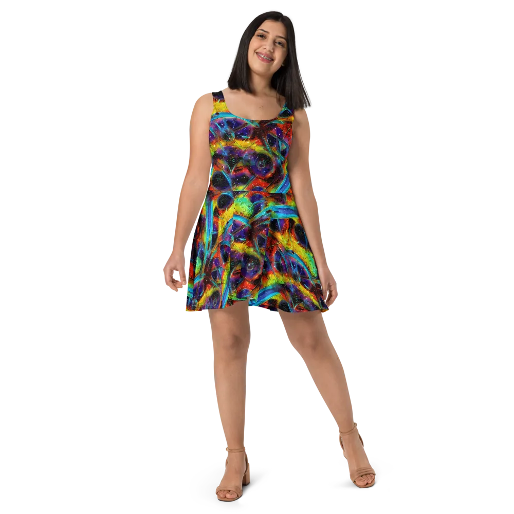 Electric Chromatica on Skater Dress — Front