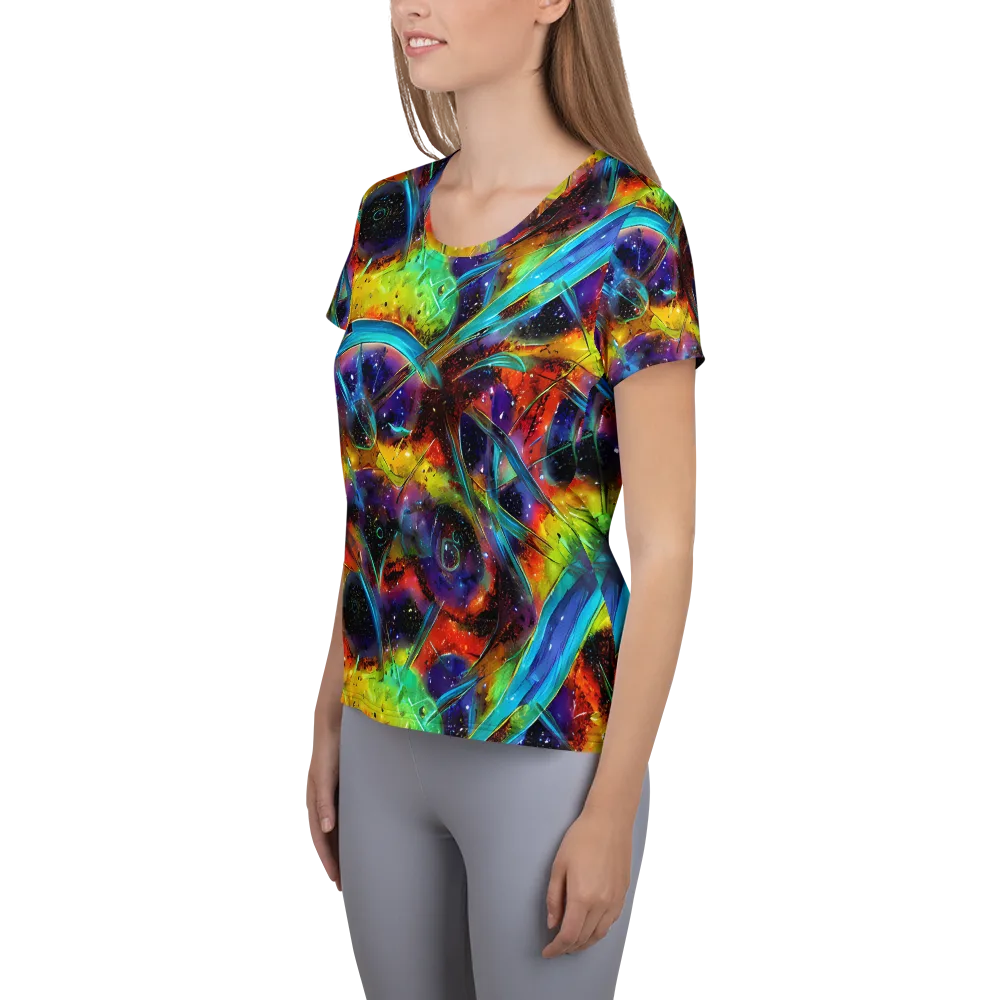 Electric Chromatica on Women's Athletic T-Shirt — Left