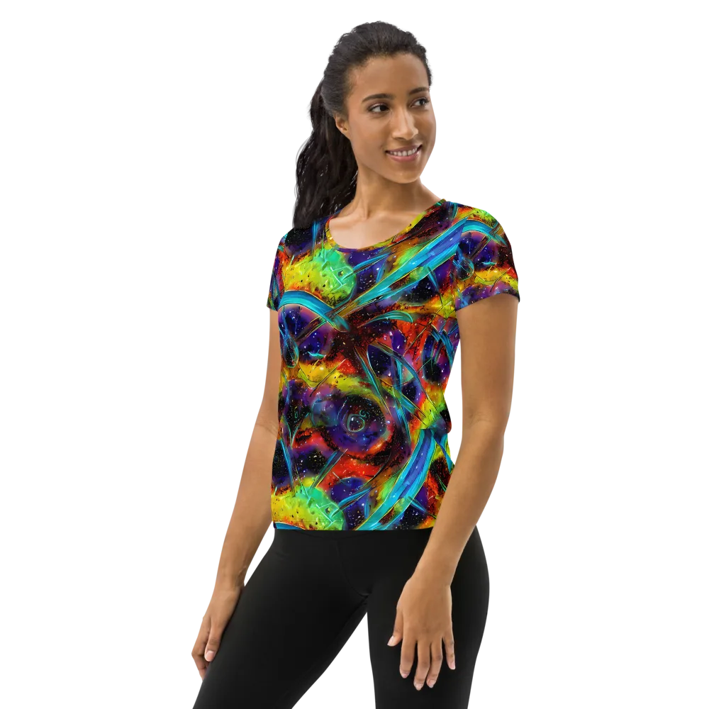 Electric Chromatica on Women's Athletic T-Shirt — Left