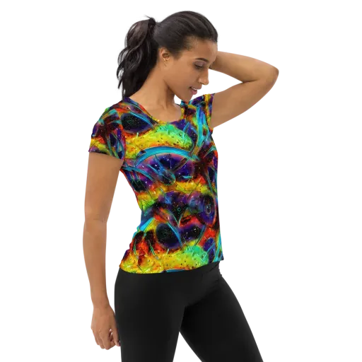 Electric Chromatica on a Women's Athletic T-Shirt