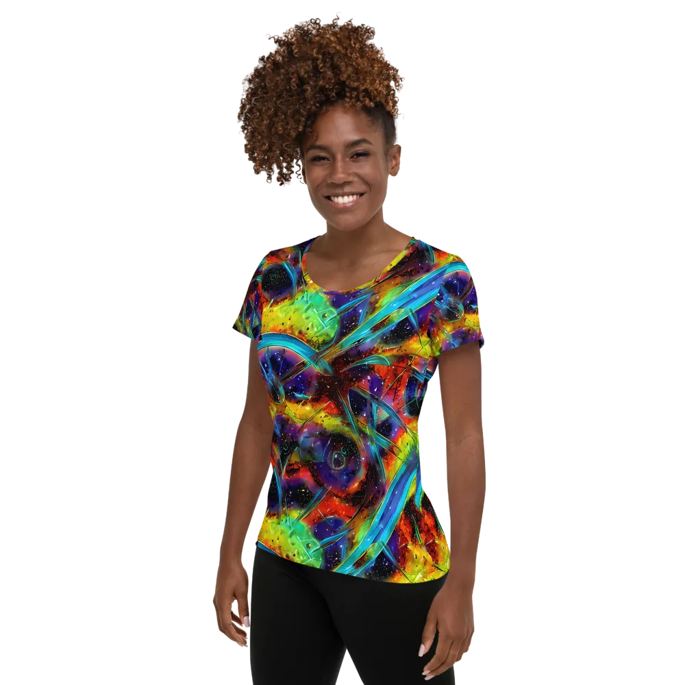 Electric Chromatica on Women's Athletic T-Shirt — Left