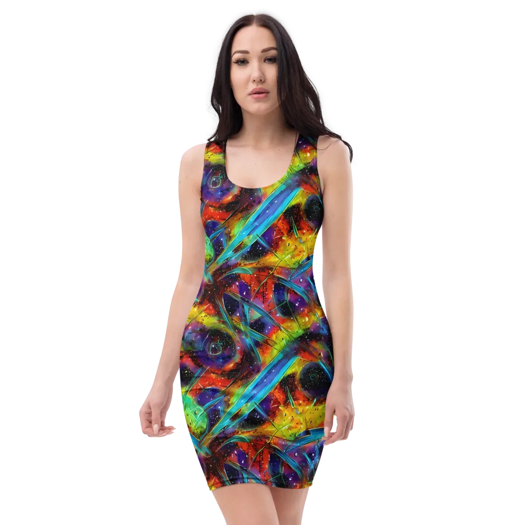 Electric Chromatica on Bodycon Dress — Front