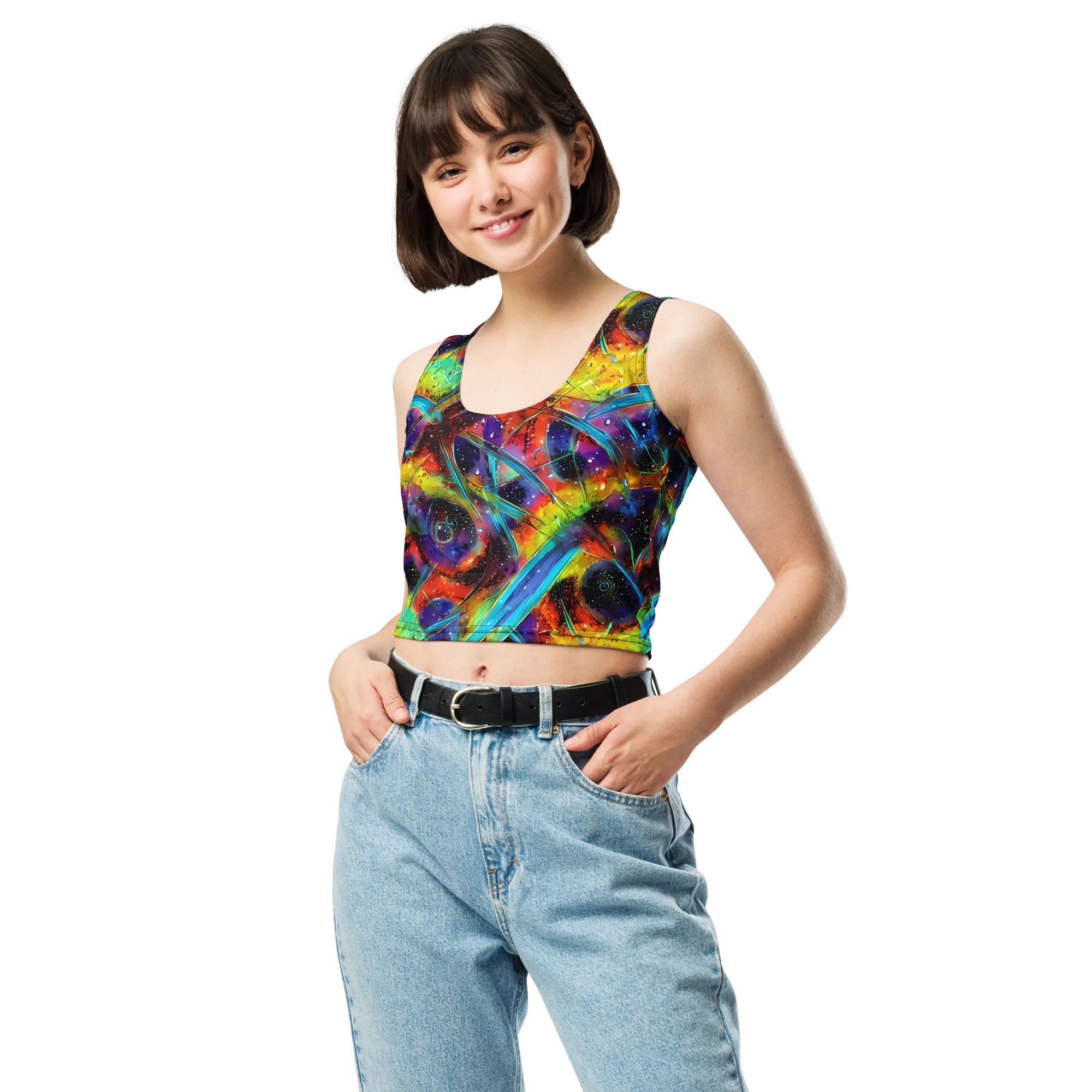 Electric Chromatica on Crop Top — Front