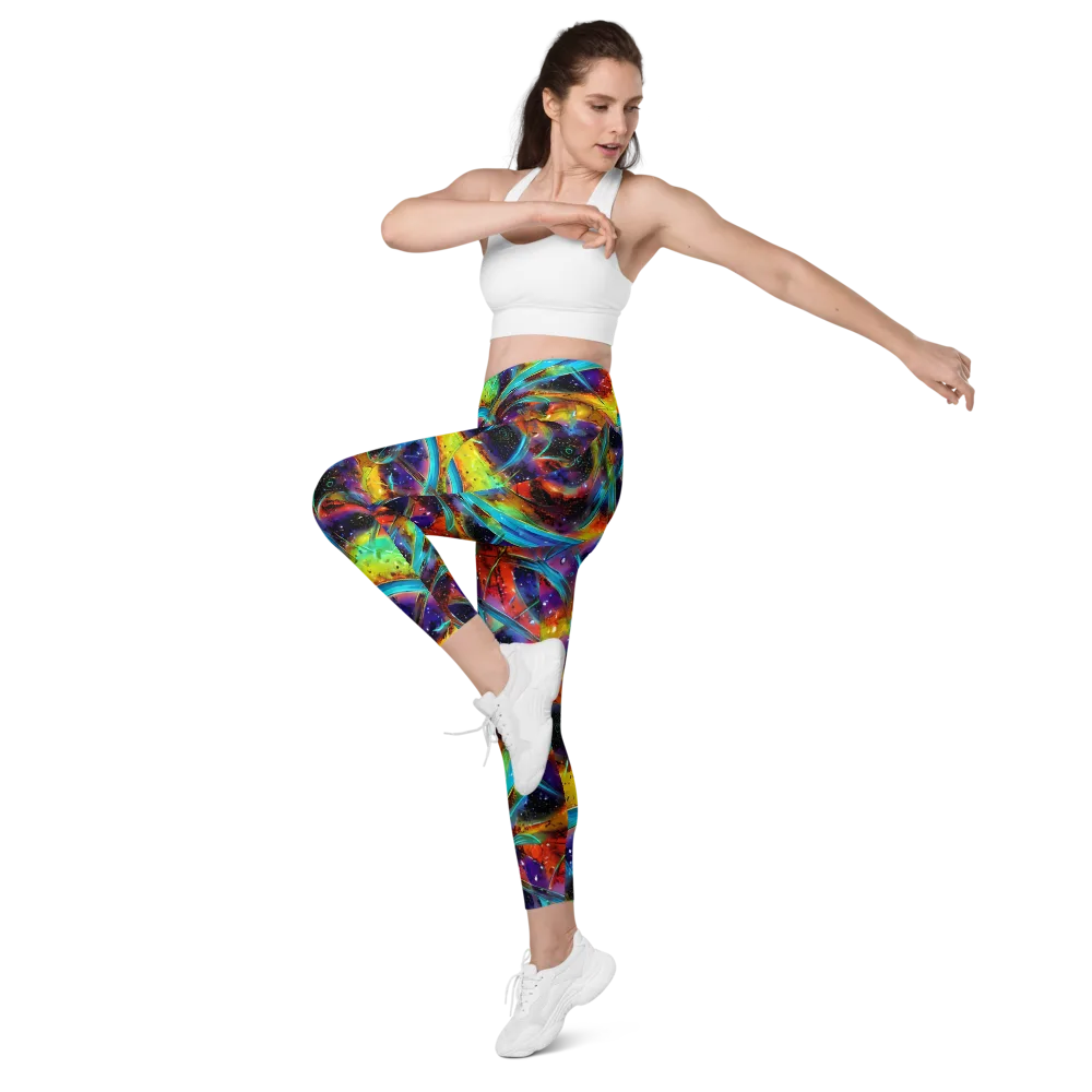 Electric Chromatica on Leggings with Pockets — Left Front