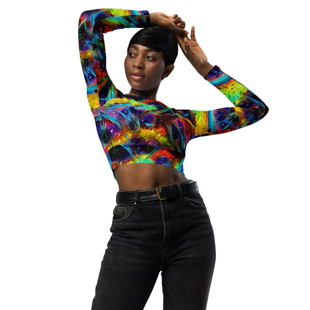 Electric Chromatica on Long Sleeve Crop Top — Front