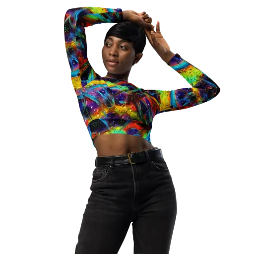Electric Chromatica on a Long Sleeve Crop Top
