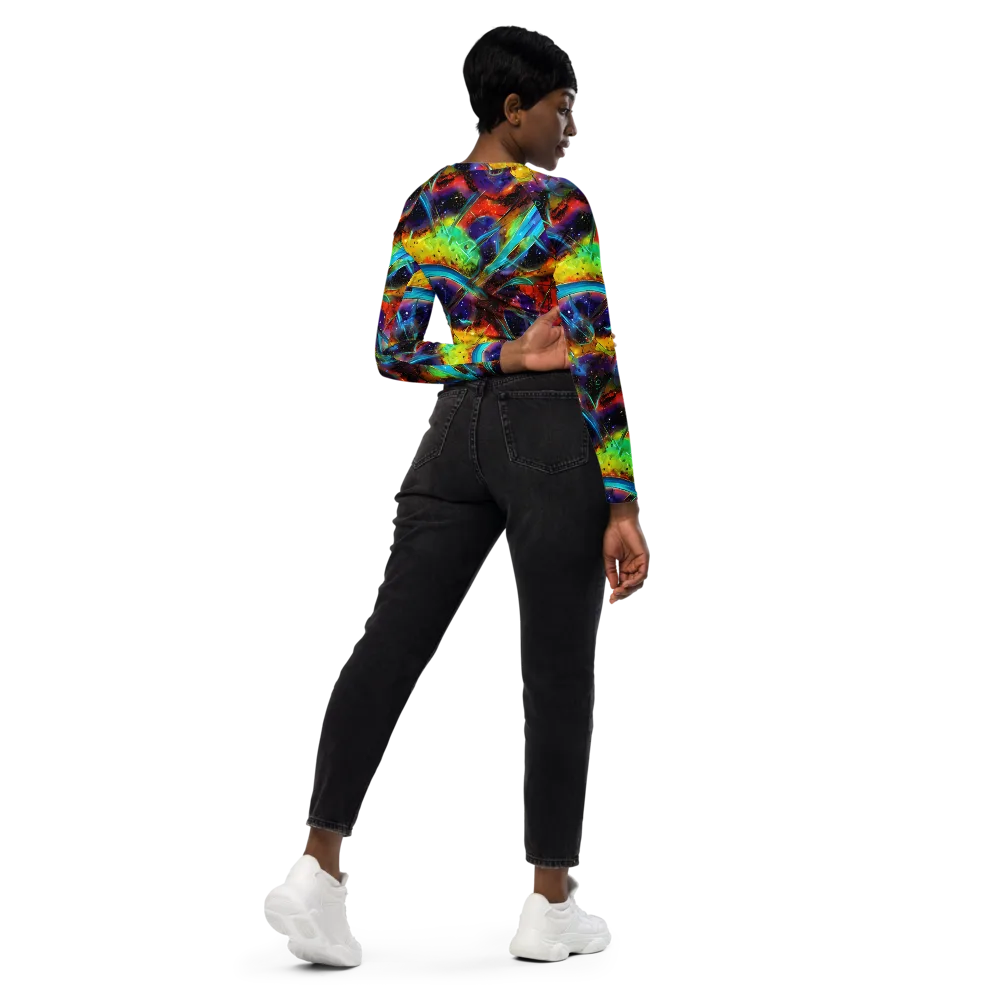 Electric Chromatica on Long Sleeve Crop Top — Right Back