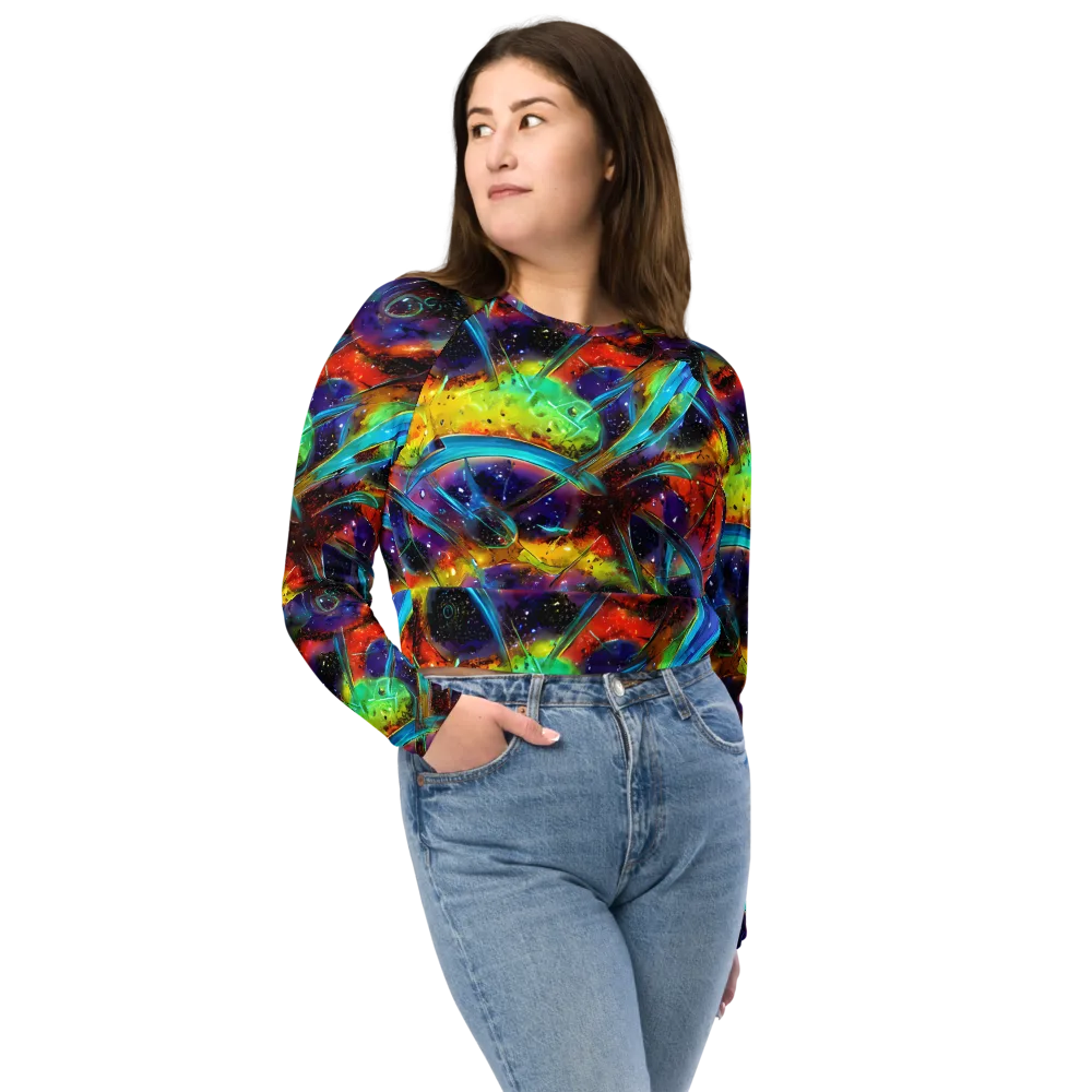 Electric Chromatica on Long Sleeve Crop Top — Front