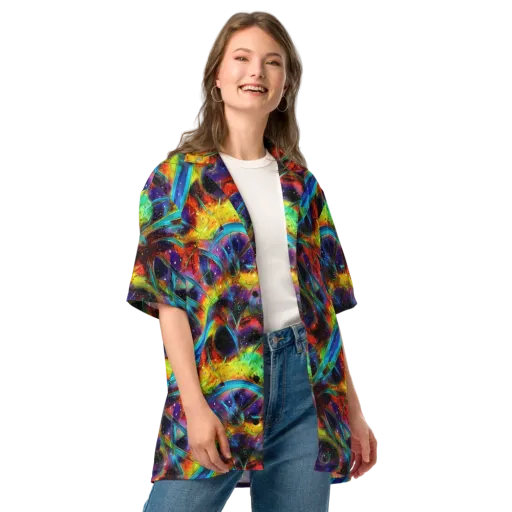 Electric Chromatica on a Button Shirt