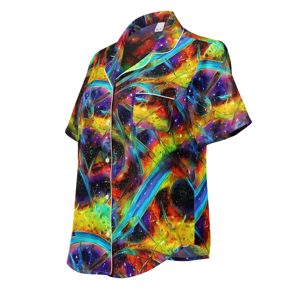 Electric Chromatica on Women's Short Sleeve Pajama Top — Left Front