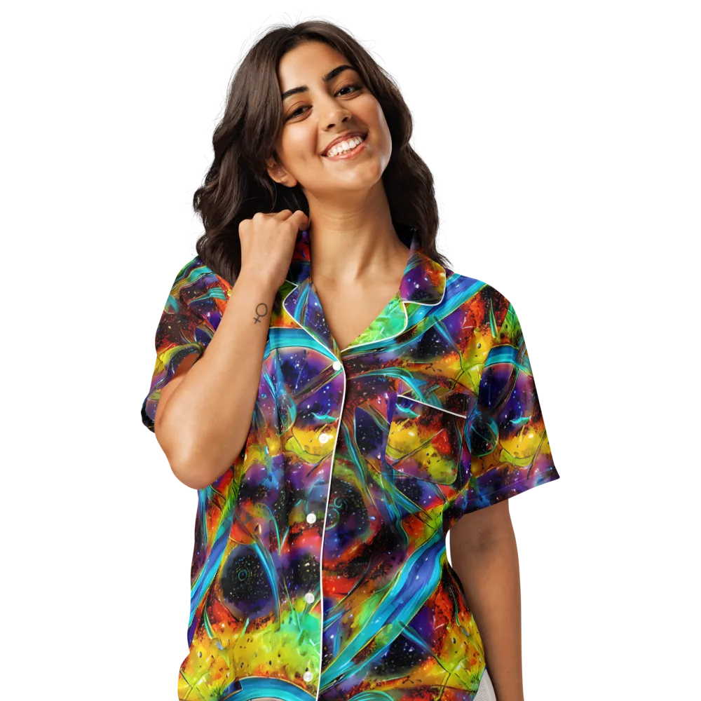 Electric Chromatica on Women's Short Sleeve Pajama Top — Front
