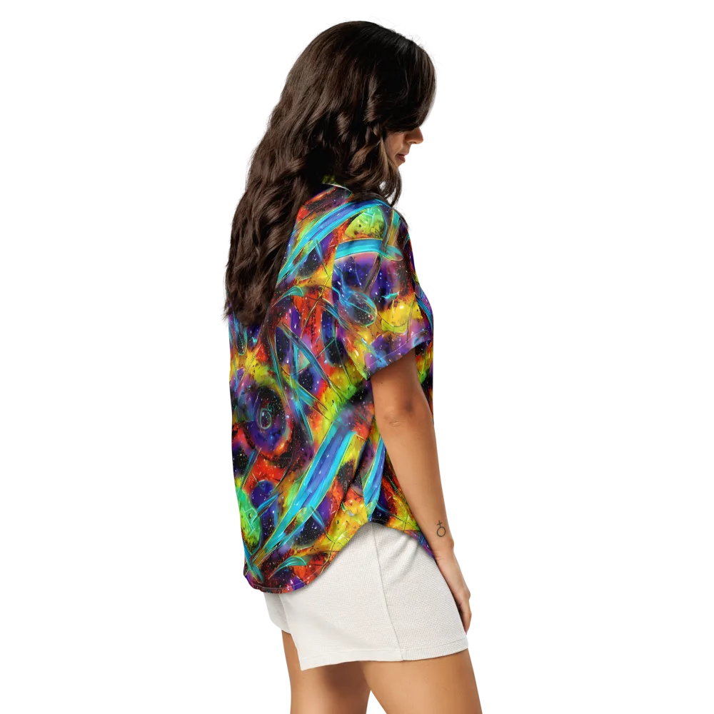 Electric Chromatica on Women's Short Sleeve Pajama Top — Right Back