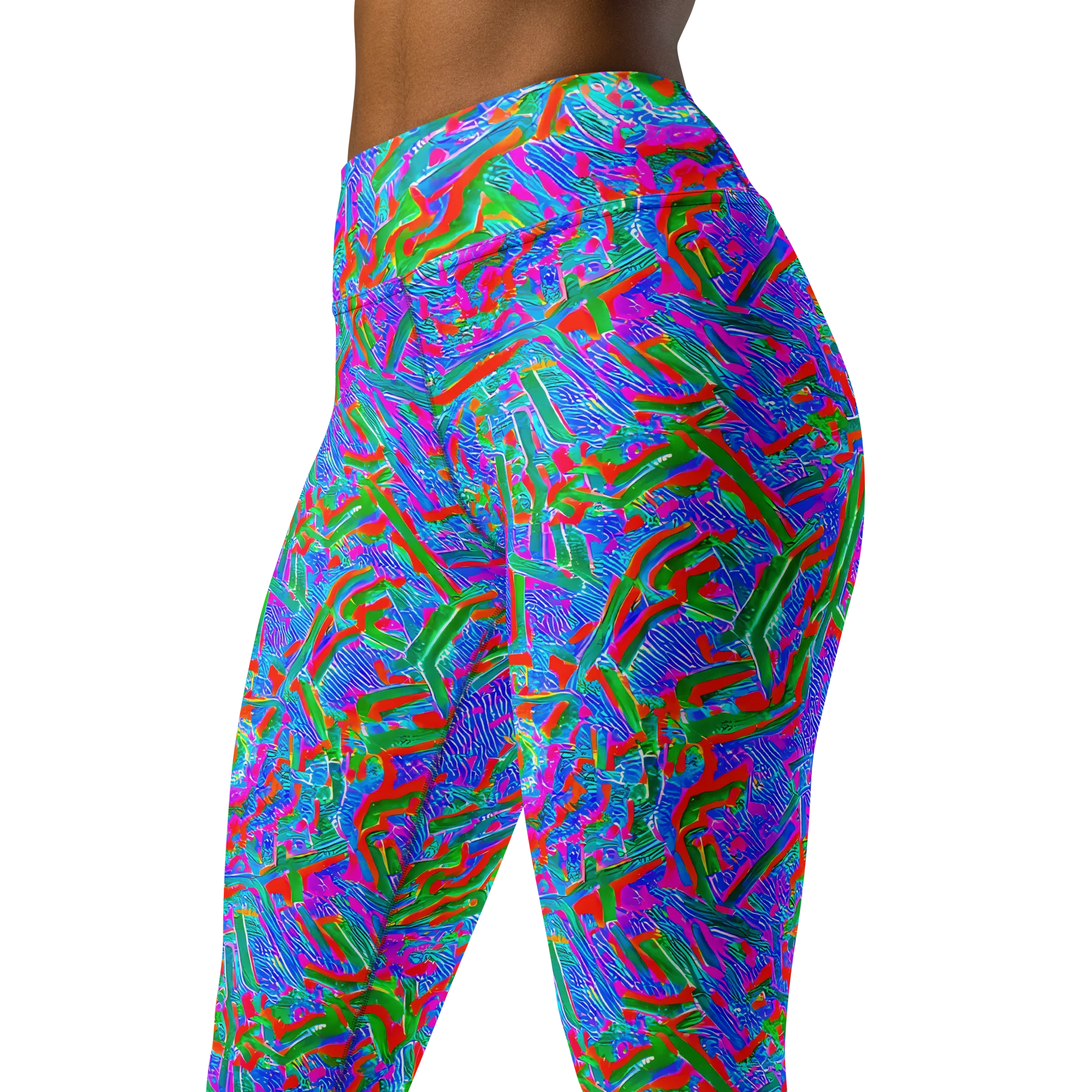 Acid Comet on Yoga Leggings — Left Front