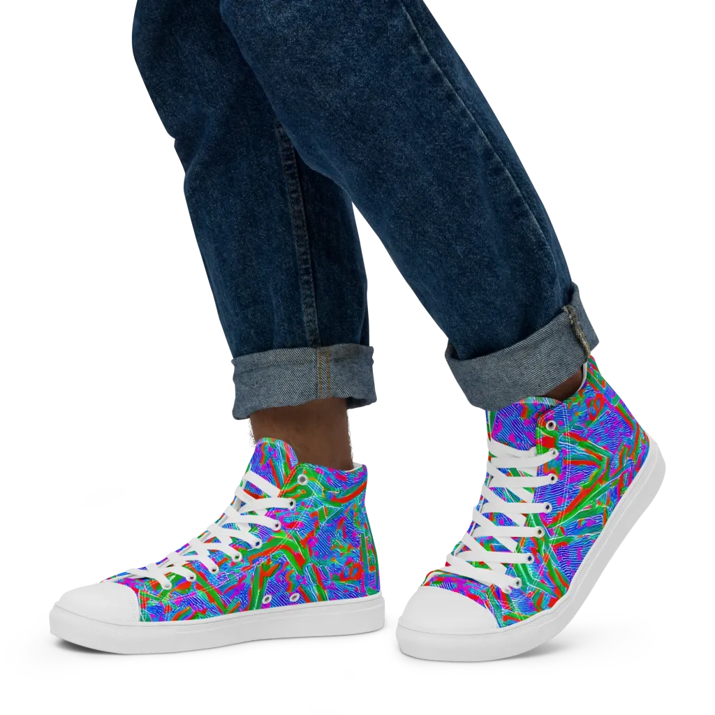 Acid Comet on Men's High Top Canvas Shoes — Left