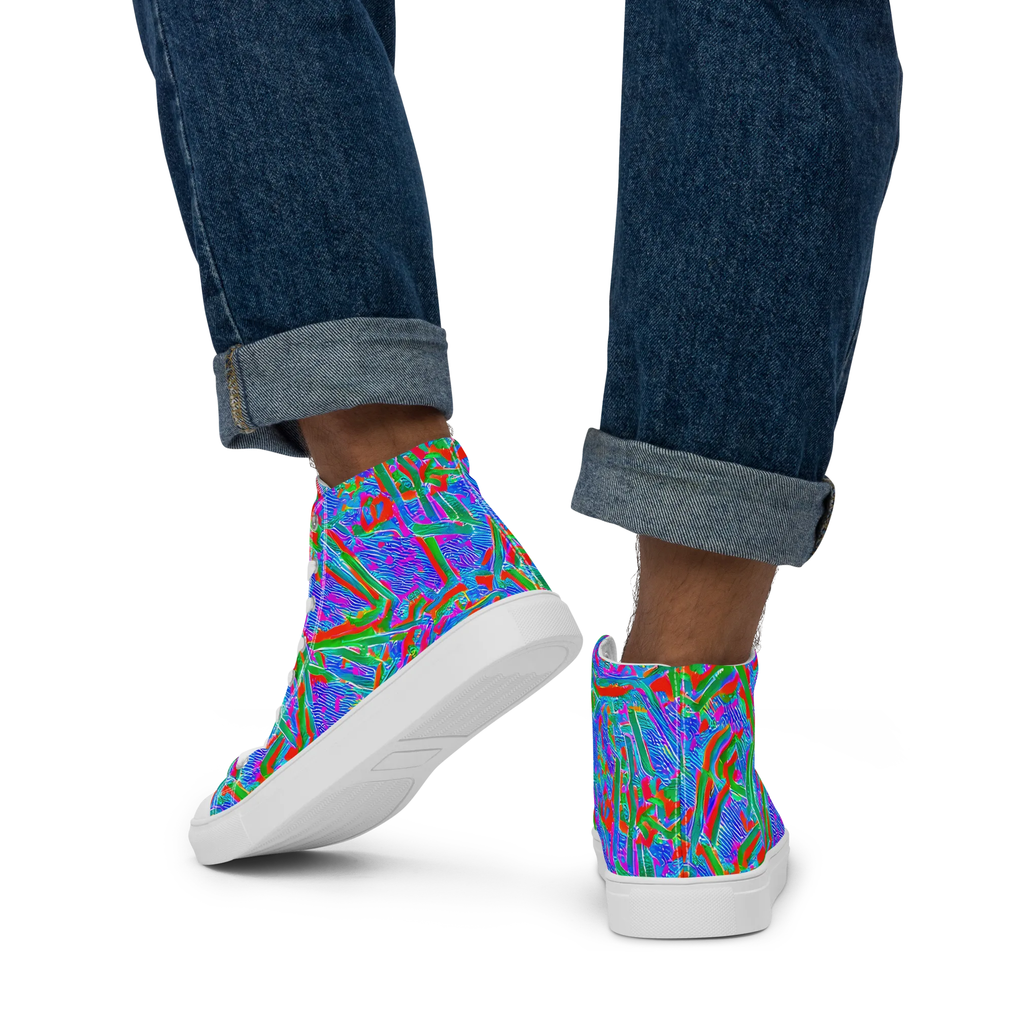 Acid Comet on Men's High Top Canvas Shoes — Back