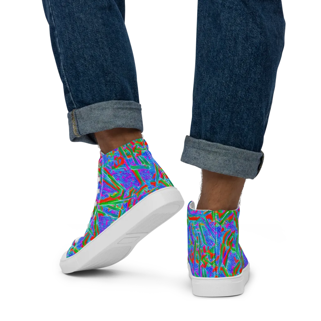 Acid Comet on Men's High Top Canvas Shoes — Back